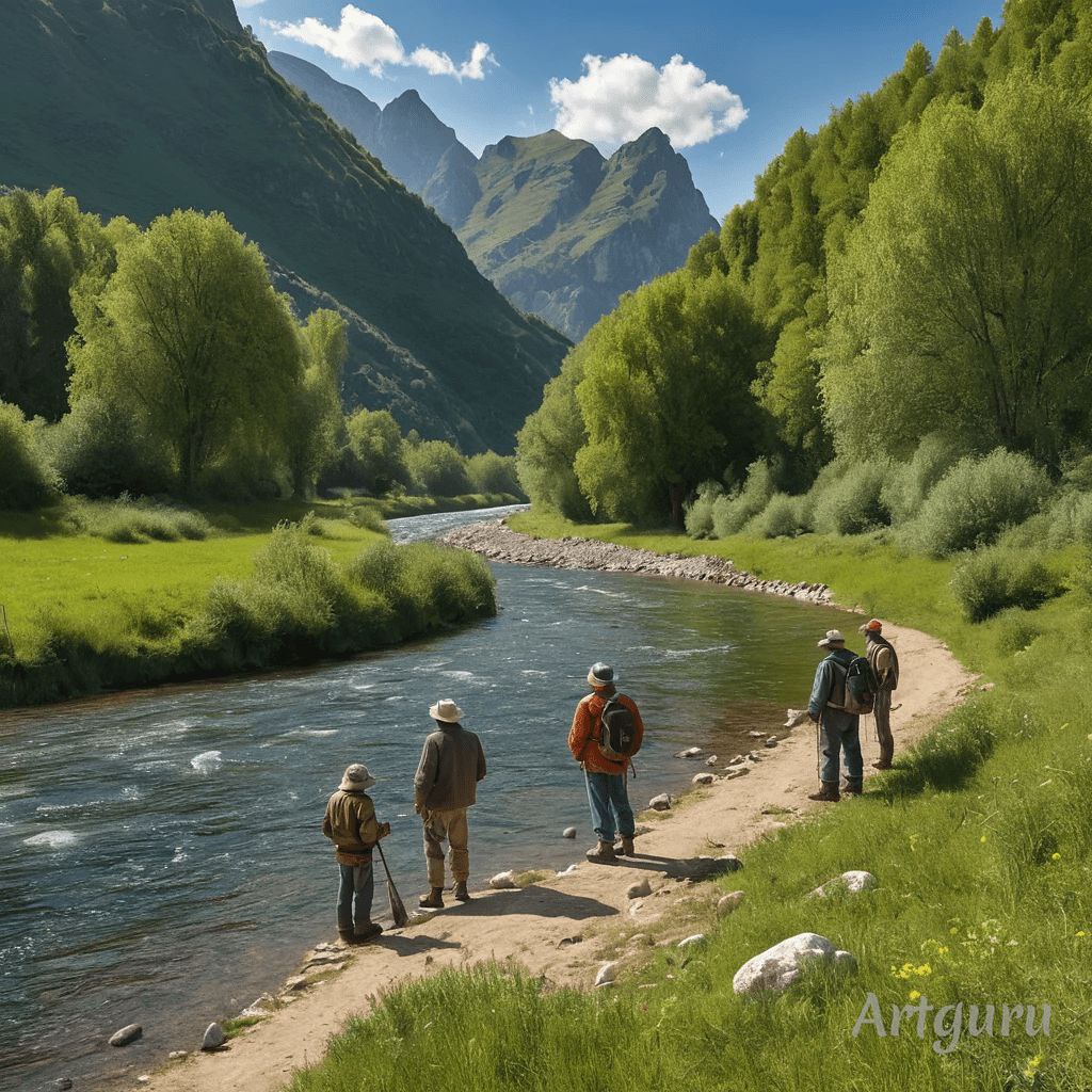 Three friends and a fisherman